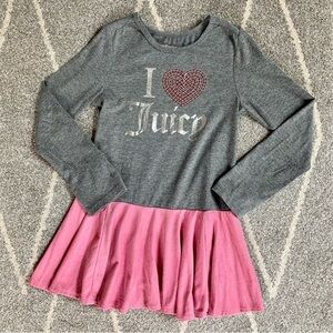 Juicy Couture Gray and Pink Dress w/ Faux Suede Circle Skirt Size 5